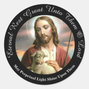 JESUS CATHOLIC PRAYER SYMPATHY FUNERAL CLASSIC ROUND STICKER