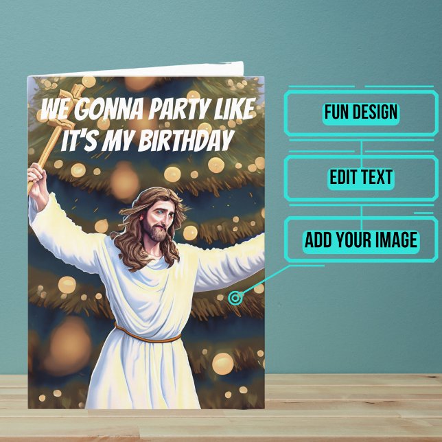 Jesus Celebrating His Birthday Funny Christmas  Card (Share your love this year with a Holiday greeting card using a fun design.)