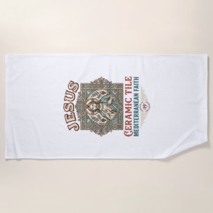 Jesus Ceramic Tile Mediterranean Faith Jesus Ceram Beach Towel