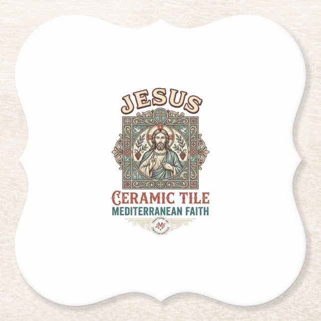 Jesus Ceramic Tile Mediterranean Faith Jesus Ceram Paper Coaster (Front)