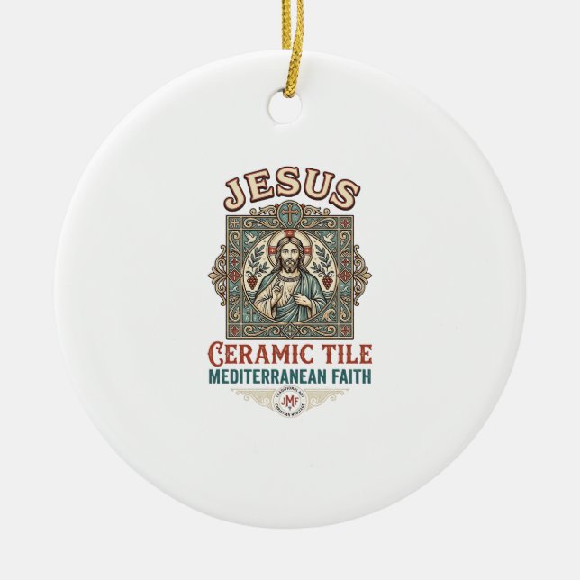 Jesus Ceramic Tile Mediterranean Faith Jesus Ceram Tree Decoration (Front)