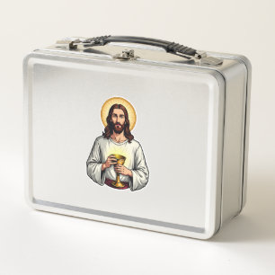 Jesus Chalice Crest Vintage Engraving Shirt 2 Metal Lunch Box