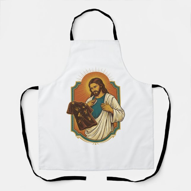 Jesus Chalk Covered Black Gym Clothes Mess Workout Apron (Front)