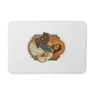 Jesus Chalk Covered Black Gym Clothes Mess Workout Bath Mat