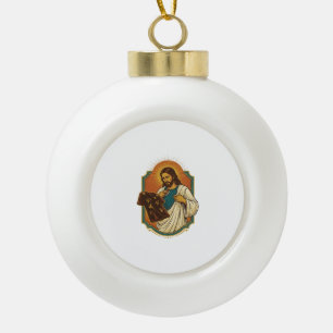 Jesus Chalk Covered Black Gym Clothes Mess Workout Ceramic Ball Christmas Ornament