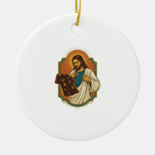Jesus Chalk Covered Black Gym Clothes Mess Workout Ceramic Tree Decoration
