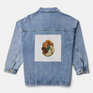 Jesus Chalk Covered Black Gym Clothes Mess Workout Denim Jacket