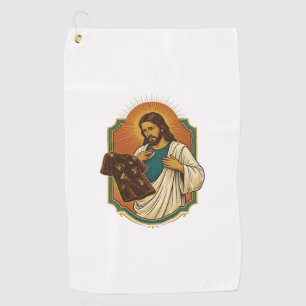 Jesus Chalk Covered Black Gym Clothes Mess Workout Golf Towel