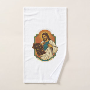 Jesus Chalk Covered Black Gym Clothes Mess Workout Hand Towel