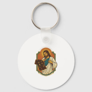 Jesus Chalk Covered Black Gym Clothes Mess Workout Key Ring