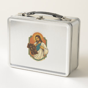 Jesus Chalk Covered Black Gym Clothes Mess Workout Metal Lunch Box