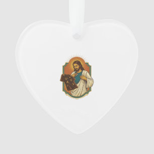 Jesus Chalk Covered Black Gym Clothes Mess Workout Ornament