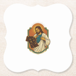 Jesus Chalk Covered Black Gym Clothes Mess Workout Paper Coaster