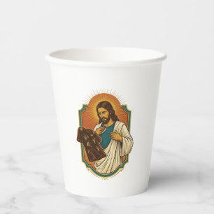 Jesus Chalk Covered Black Gym Clothes Mess Workout Paper Cups