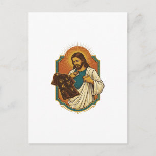 Jesus Chalk Covered Black Gym Clothes Mess Workout Postcard