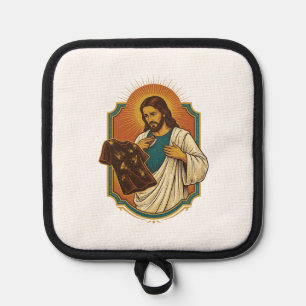 Jesus Chalk Covered Black Gym Clothes Mess Workout Pot Holder
