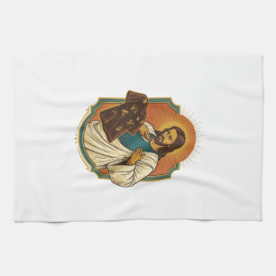 Jesus Chalk Covered Black Gym Clothes Mess Workout Tea Towel