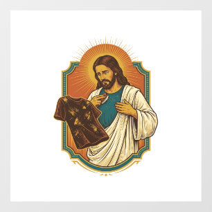 Jesus Chalk Covered Black Gym Clothes Mess Workout Window Cling