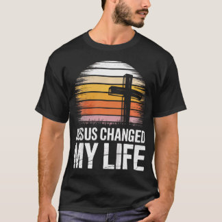 Jesus Changed My Life Retro Cross T-Shirt
