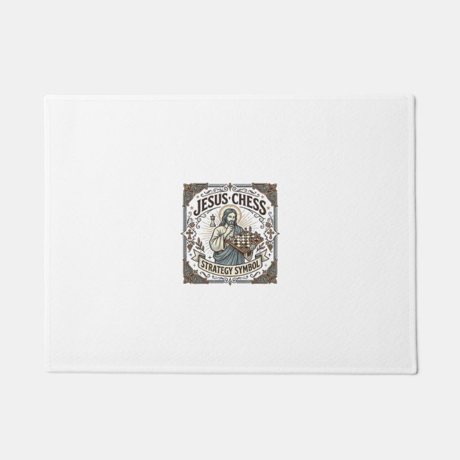 Jesus Chess Strategy Symbol Jesus Chess Strategy C Doormat (Front)