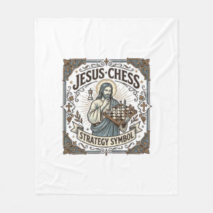 Jesus Chess Strategy Symbol Jesus Chess Strategy C Fleece Blanket