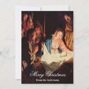 Jesus child with Mary & Joseph Merry Christmas Holiday Card