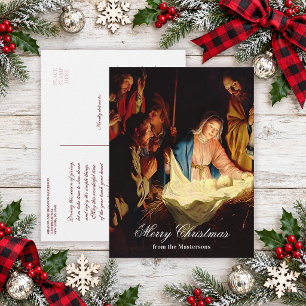Jesus child with Mary & Joseph Merry Christmas Holiday Postcard