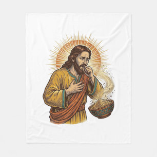 Jesus Choking Dry Tortilla Chip Crumb Food Humor_1 Fleece Blanket