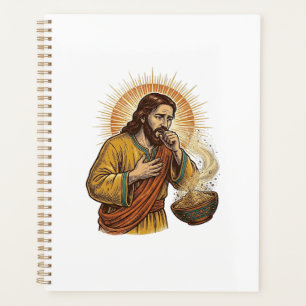 Jesus Choking Dry Tortilla Chip Crumb Food Humor_1 Planner