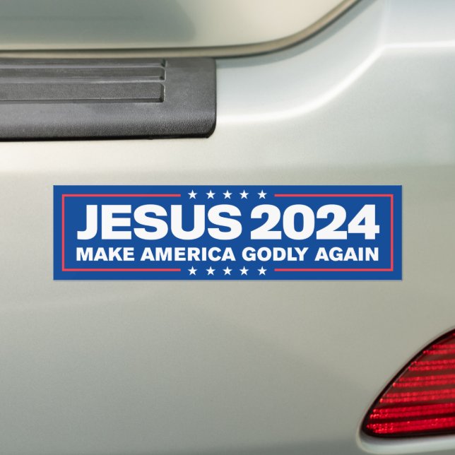 Jesus Christ 2024 Make America Godly Again Bumper Sticker (On Car)