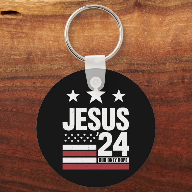 Jesus Christ 2024 President USA Election Political Key Ring (Front)