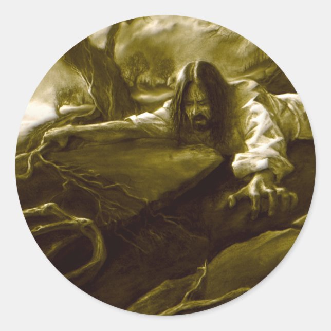 Jesus Christ Agony in the Garden of Gethsemane Classic Round Sticker (Front)