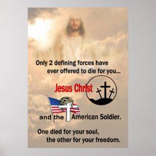 Jesus Christ & American Soldier 24" X 33.6"or less Poster