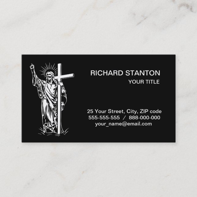 Jesus Christ and a cross Business Card (Front)