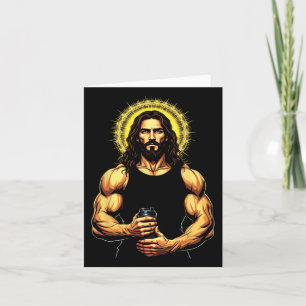 Jesus Christ And Protein Shakes Christian Gym Weig Card