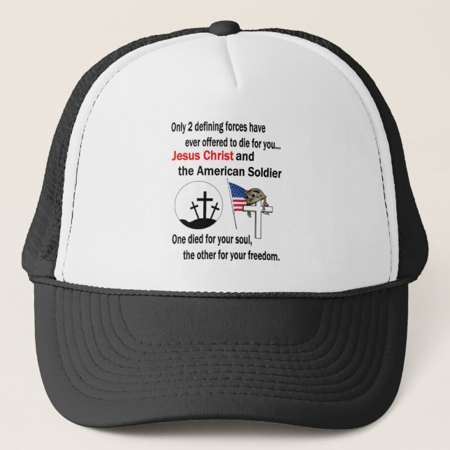 Jesus Christ and the American Soldier 2nd Version Trucker Hat (Front)