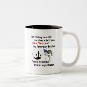 Jesus Christ and the American Soldier 2nd Version Two-Tone Coffee Mug