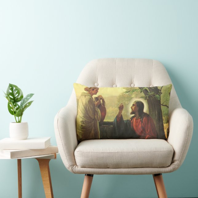 Jesus Christ and the Good Samaritan at the Well Lumbar Cushion (Chair)