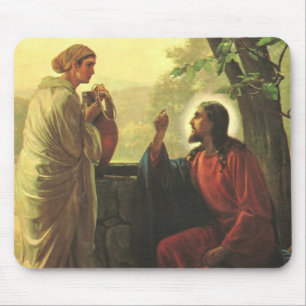 Jesus Christ and the Good Samaritan at the Well Mouse Mat