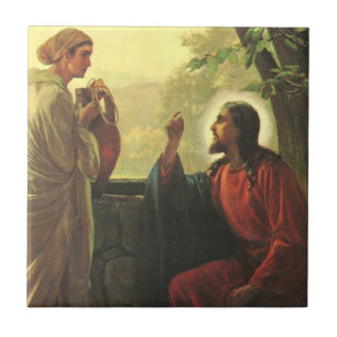 Jesus Christ and the Good Samaritan at the Well Tile