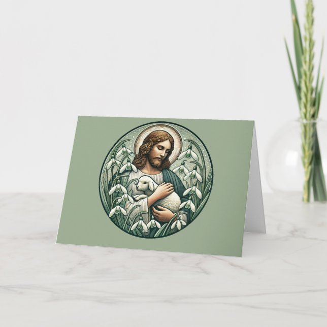 Jesus Christ and the Lamb Easter Sunday            Card (Front)