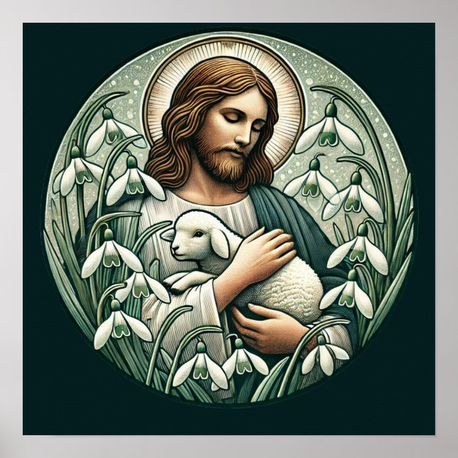 Jesus Christ and the Lamb Easter Sunday            Poster (Front)