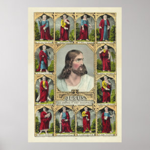 Jesus Christ and the Twelve Apostles Christianity Poster