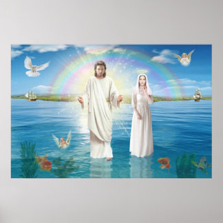 Jesus Christ and the Virgin Mary Regina Coeli Poster