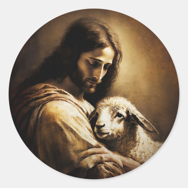 Jesus Christ as the lamb of God  Classic Round Sticker (Front)