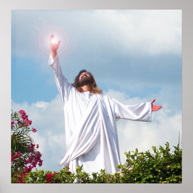Jesus Christ Ascending to Heaven Christian Art God Poster (Front)