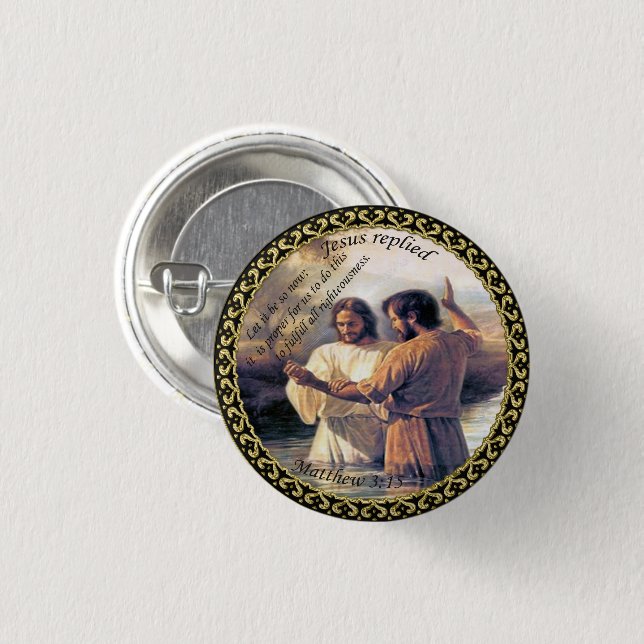 Jesus Christ Baptism image one 3 Cm Round Badge (Front & Back)