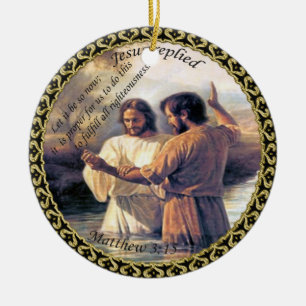 Jesus Christ Baptism image one Ceramic Tree Decoration