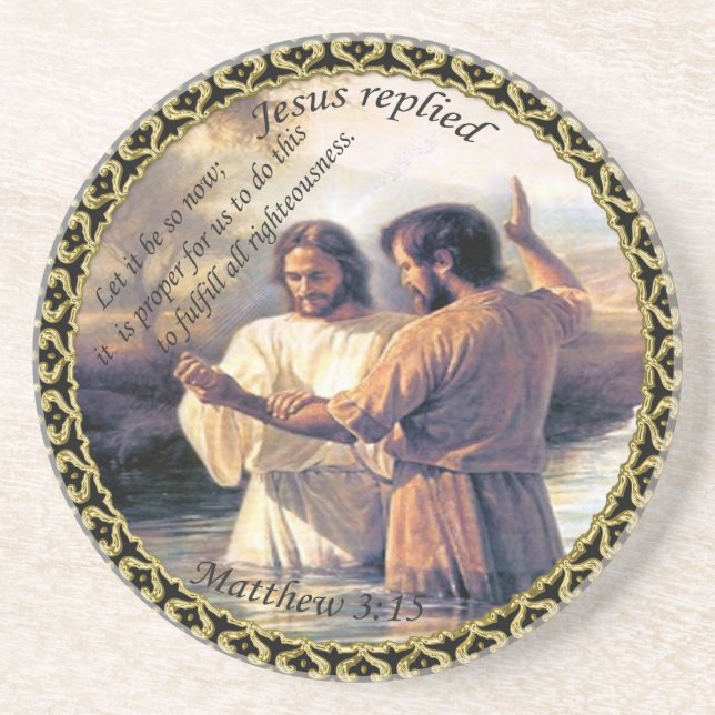 Jesus Christ Baptism image one Coaster (Front)
