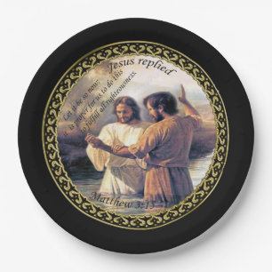 Jesus Christ Baptism image one Paper Plate